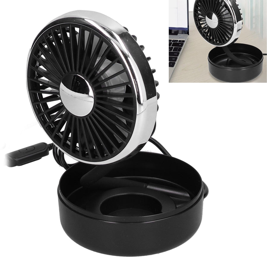 Car Fan 360° Rotatable Singlehead Electric Fan Three Speed Electric Fan with USB Powered Black Silver
