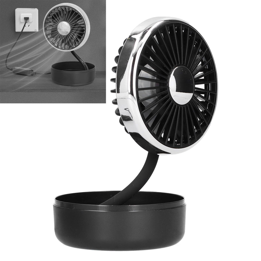 Car Fan 360° Rotatable Singlehead Electric Fan Three Speed Electric Fan with USB Powered Black Silver