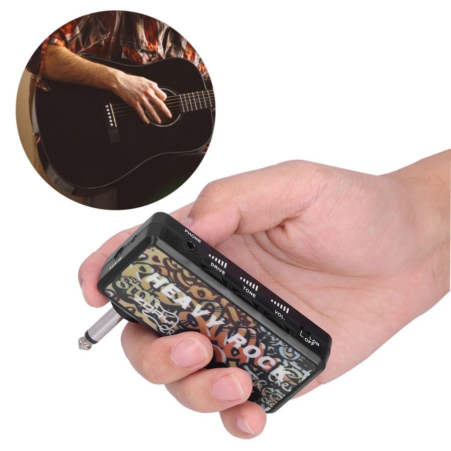 Electric Guitar Bass Headphone Amplifier with Audio Cable Adapter USB Charging Guitar Accessories