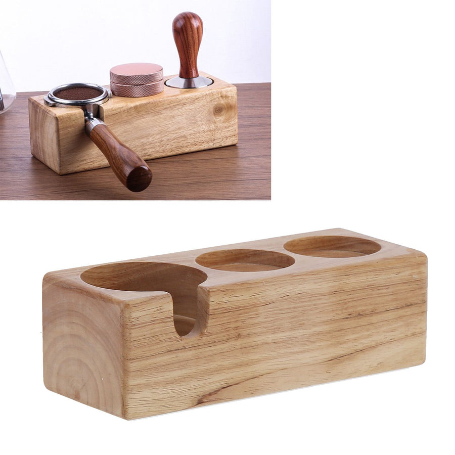3‑Hole Composite Wood Coffee Handle Holder Rack Base Coffee Tamper Stand for Bar Coffee Shop