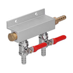 2 Way Gas Distribution CO2 Distributor Manifold With 5/16 Inch Beer Integrated Check Valves