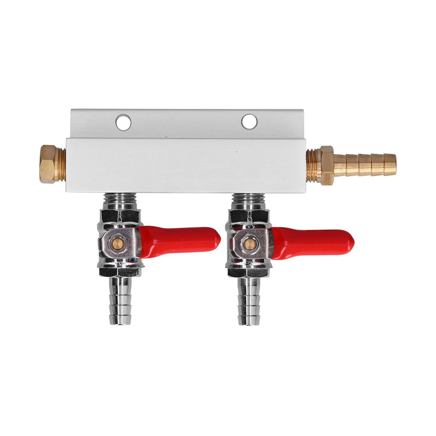 2 Way Gas Distribution CO2 Distributor Manifold With 5/16 Inch Beer Integrated Check Valves