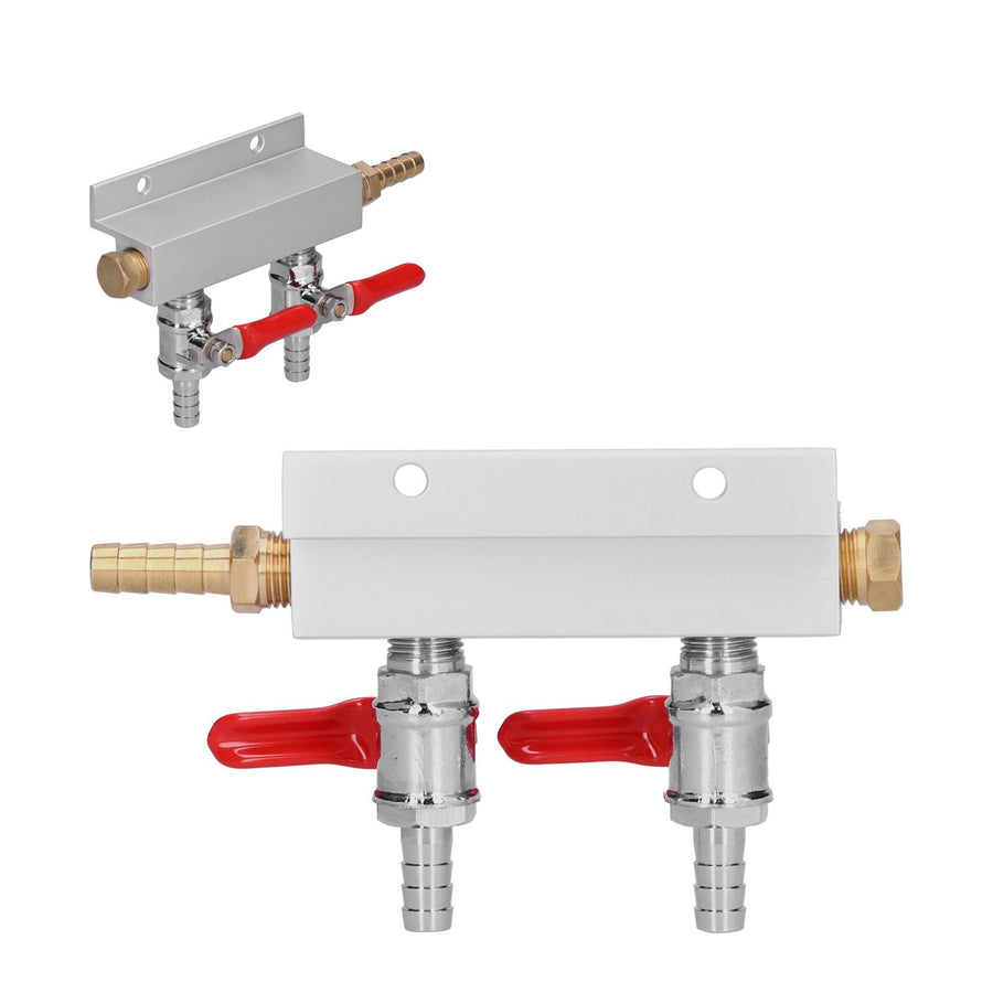 2 Way Gas Distribution CO2 Distributor Manifold With 5/16 Inch Beer Integrated Check Valves