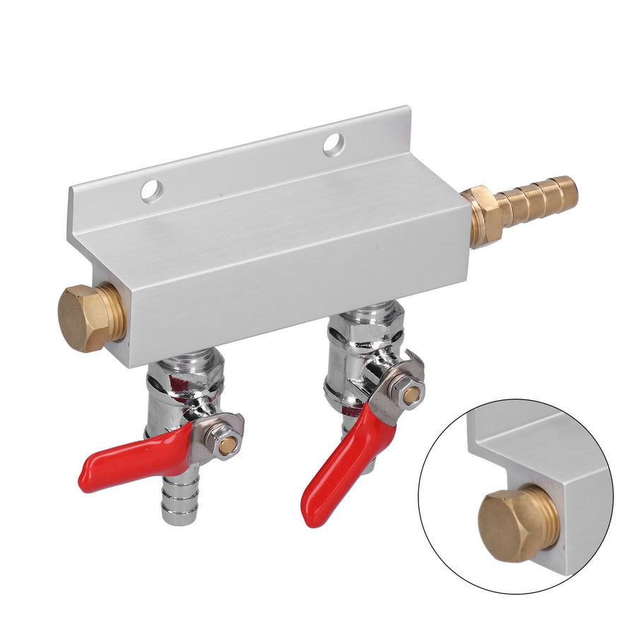 2 Way Gas Distribution CO2 Distributor Manifold With 5/16 Inch Beer Integrated Check Valves