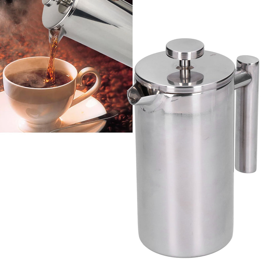 Stainless Steel Coffee Maker Portable Manual Coffee Pot Kettle Cup for Home Office1000ml