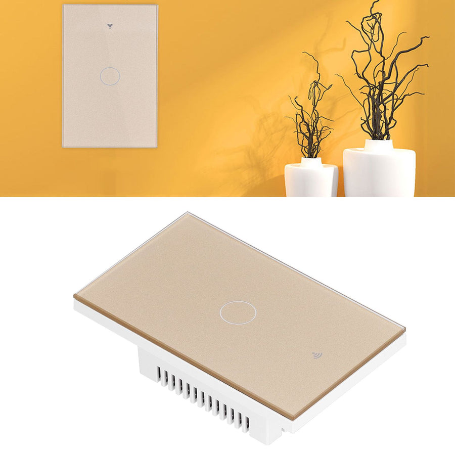 Single Touch Switch for Zigbee Tuya Remote Wall Switch Plate with Voice Control 100‑240VGold