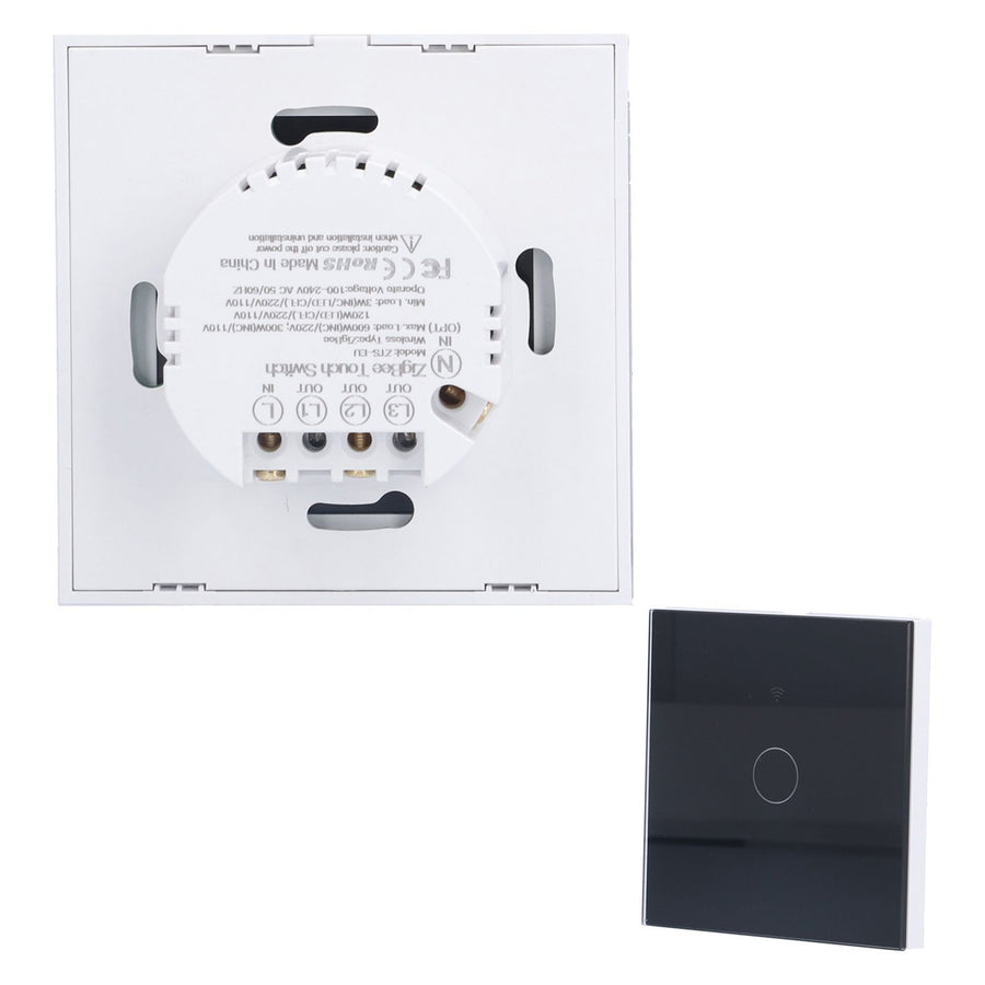 SingleGang Touch Switch for Tuya Zigbee Intelligent Remote Light Switch Plate with Backlight(Black )