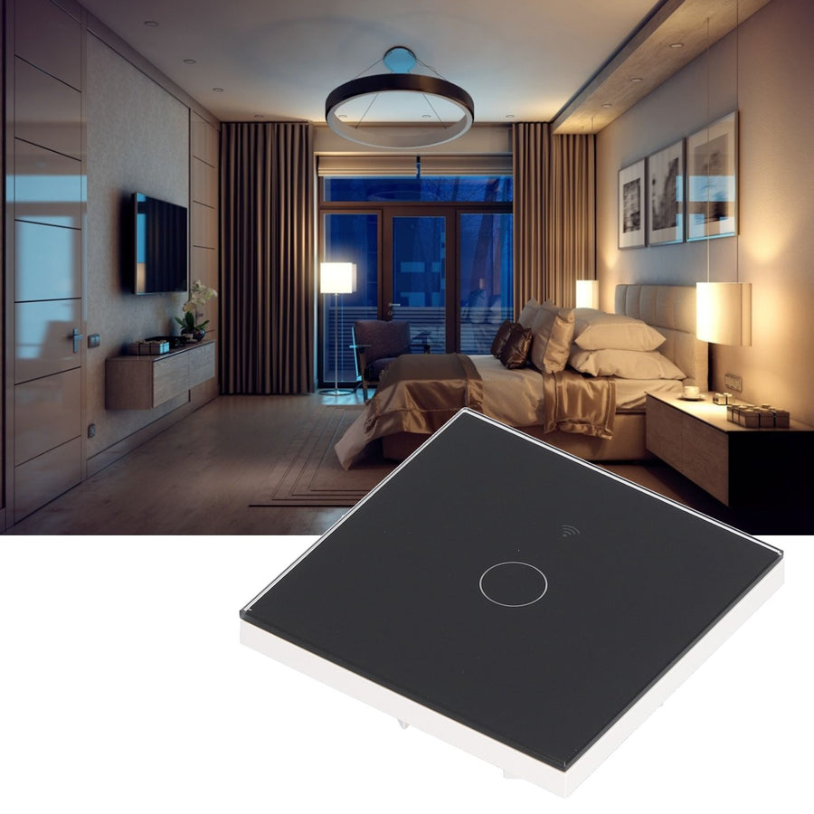 SingleGang Touch Switch for Tuya Zigbee Intelligent Remote Light Switch Plate with Backlight(Black )