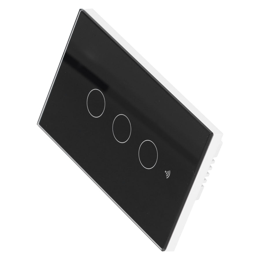 Intelligent Light Touch Switch Remote Control 3 Gang American Type Remote Switch for Tuya Zigbee 100‑240VBlack