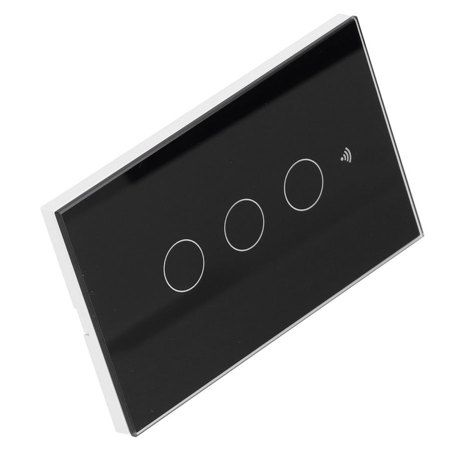 Intelligent Light Touch Switch Remote Control 3 Gang American Type Remote Switch for Tuya Zigbee 100‑240VBlack