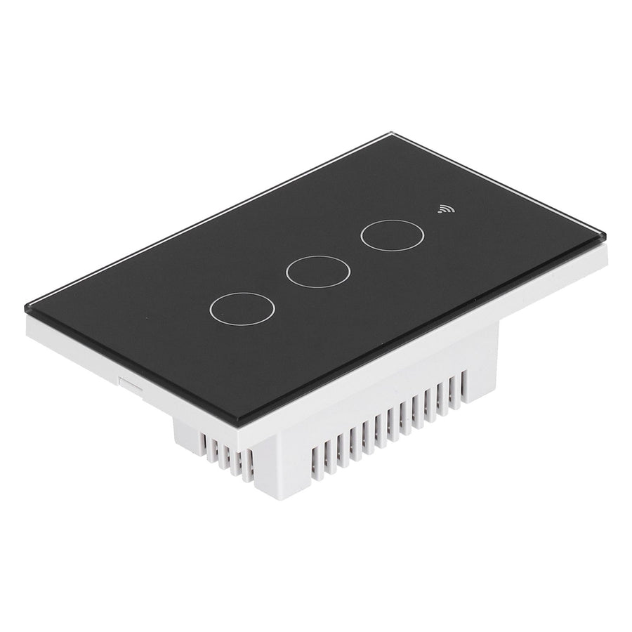 Intelligent Light Touch Switch Remote Control 3 Gang American Type Remote Switch for Tuya Zigbee 100‑240VBlack