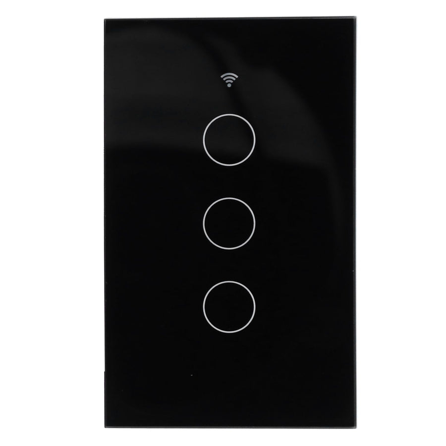 Intelligent Light Touch Switch Remote Control 3 Gang American Type Remote Switch for Tuya Zigbee 100‑240VBlack