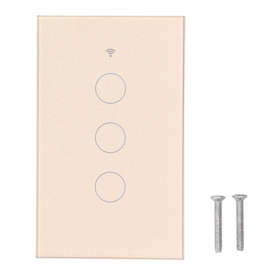Intelligent Light Touch Switch Remote Control 3 Gang American Type Remote Switch for Tuya Zigbee 100‑240VGold