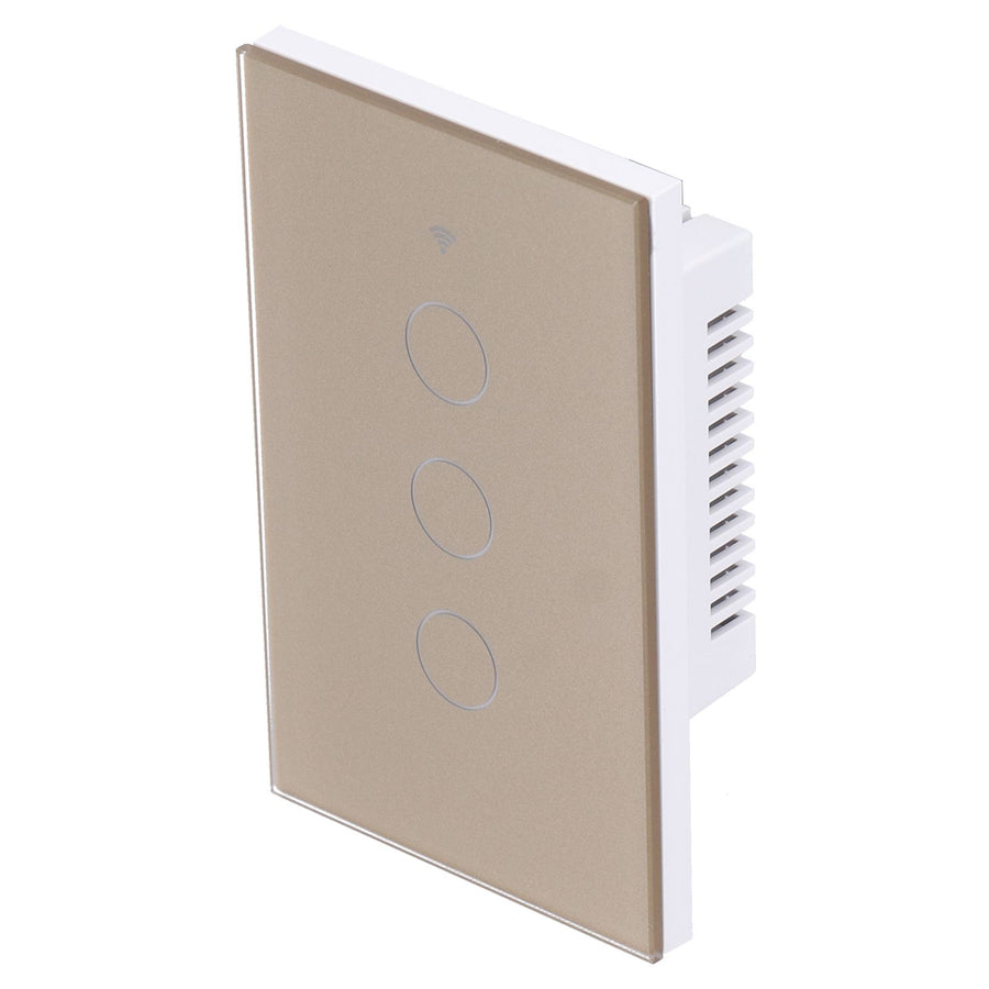 Intelligent Light Touch Switch Remote Control 3 Gang American Type Remote Switch for Tuya Zigbee 100‑240VGold