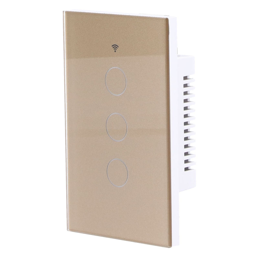 Intelligent Light Touch Switch Remote Control 3 Gang American Type Remote Switch for Tuya Zigbee 100‑240VGold