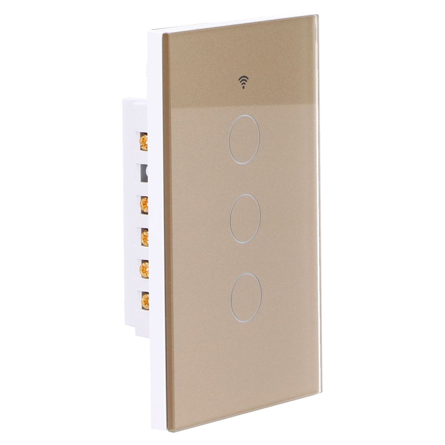Intelligent Light Touch Switch Remote Control 3 Gang American Type Remote Switch for Tuya Zigbee 100‑240VGold