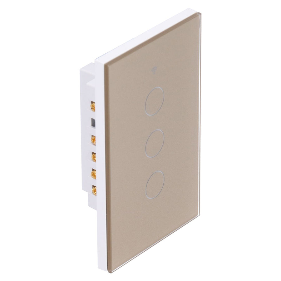 Intelligent Light Touch Switch Remote Control 3 Gang American Type Remote Switch for Tuya Zigbee 100‑240VGold