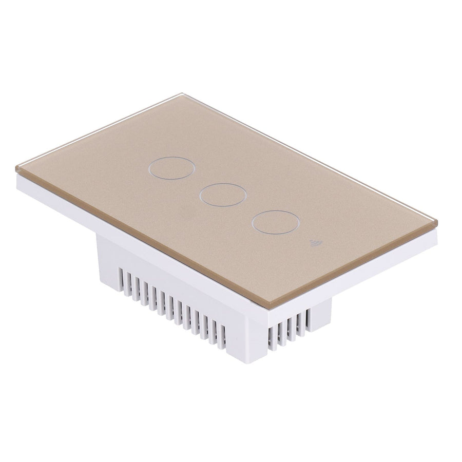 Intelligent Light Touch Switch Remote Control 3 Gang American Type Remote Switch for Tuya Zigbee 100‑240VGold