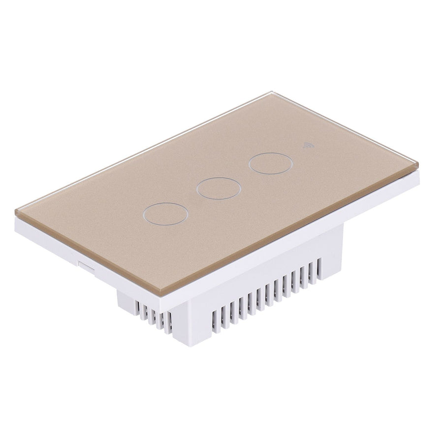 Intelligent Light Touch Switch Remote Control 3 Gang American Type Remote Switch for Tuya Zigbee 100‑240VGold