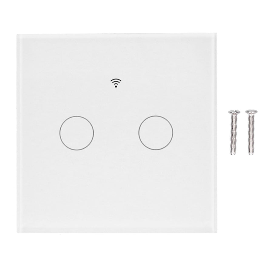 Type 86 2Way Smart Switch Touch Voice Household CapacitorFree Backlit Switch for Zigbee Tuya 100240V(White )