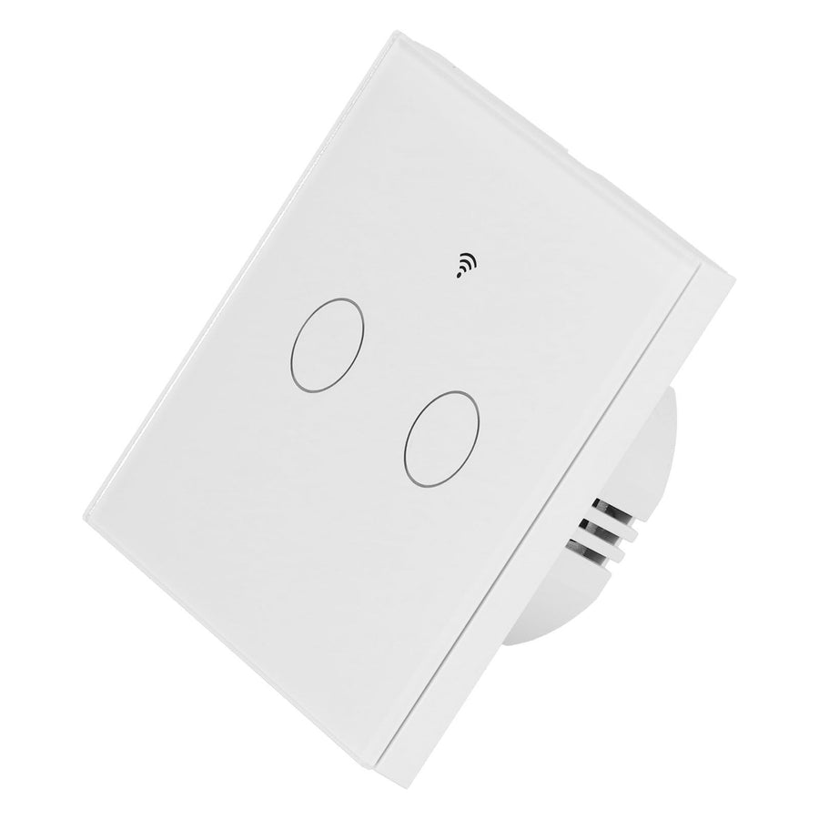 Type 86 2Way Smart Switch Touch Voice Household CapacitorFree Backlit Switch for Zigbee Tuya 100240V(White )