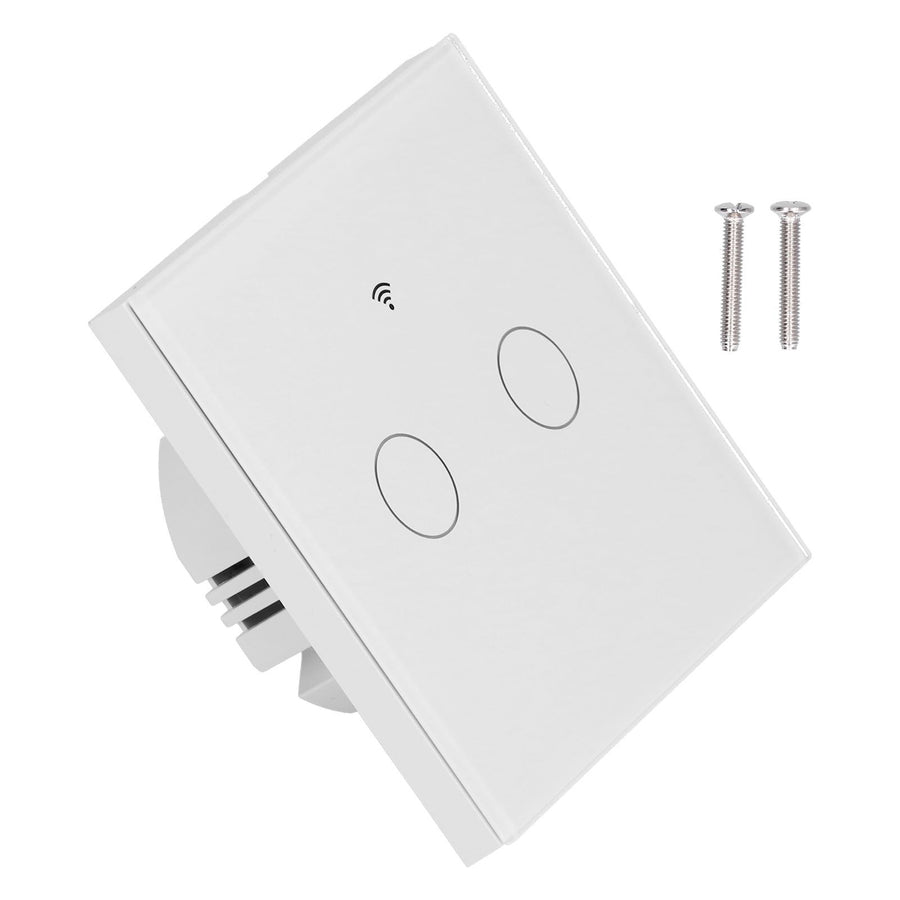 Type 86 2Way Smart Switch Touch Voice Household CapacitorFree Backlit Switch for Zigbee Tuya 100240V(White )