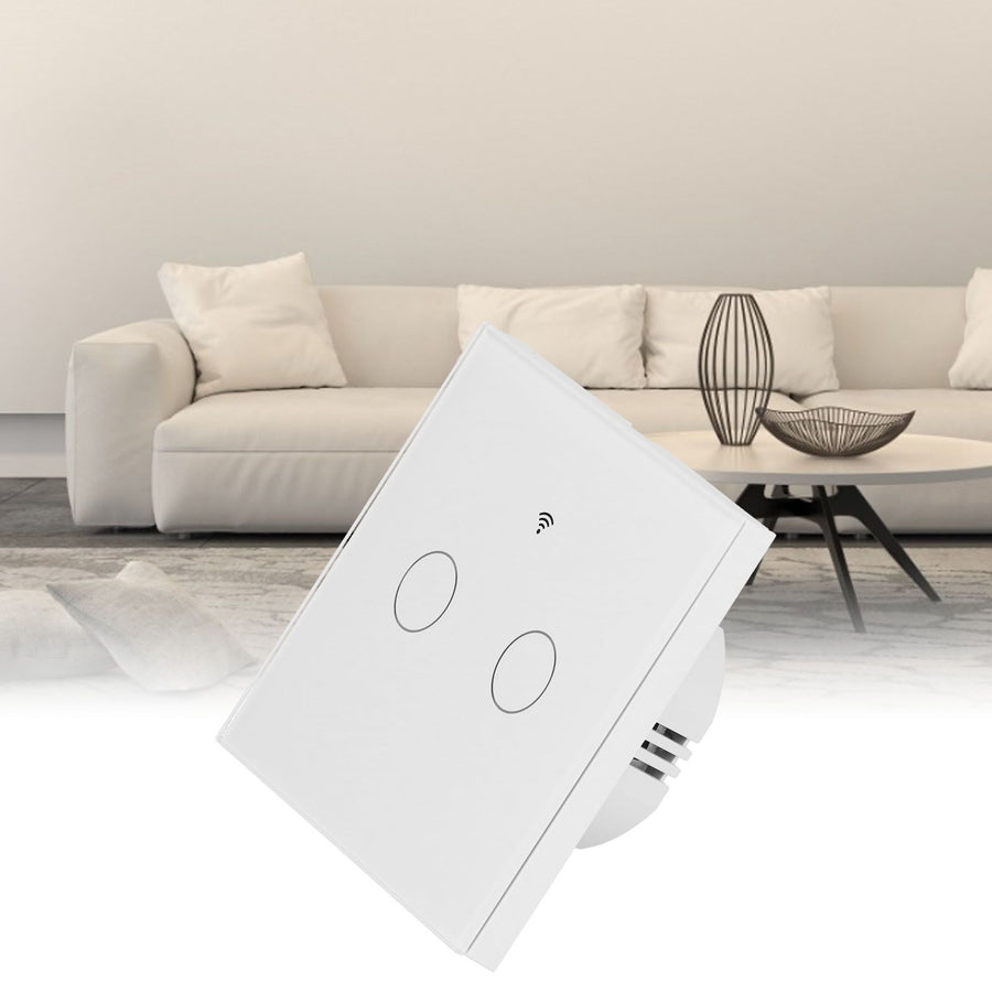 Type 86 2Way Smart Switch Touch Voice Household CapacitorFree Backlit Switch for Zigbee Tuya 100240V(White )