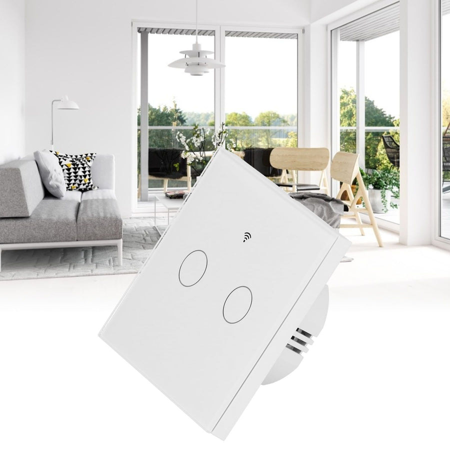 Type 86 2Way Smart Switch Touch Voice Household CapacitorFree Backlit Switch for Zigbee Tuya 100240V(White )