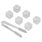6Pcs Stainless Steel Ice Cubes Reusable Whiskey Wine Beer Beverages Ice Stone with Clamp