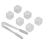6Pcs Stainless Steel Ice Cubes Reusable Whiskey Wine Beer Beverages Ice Stone with Clamp