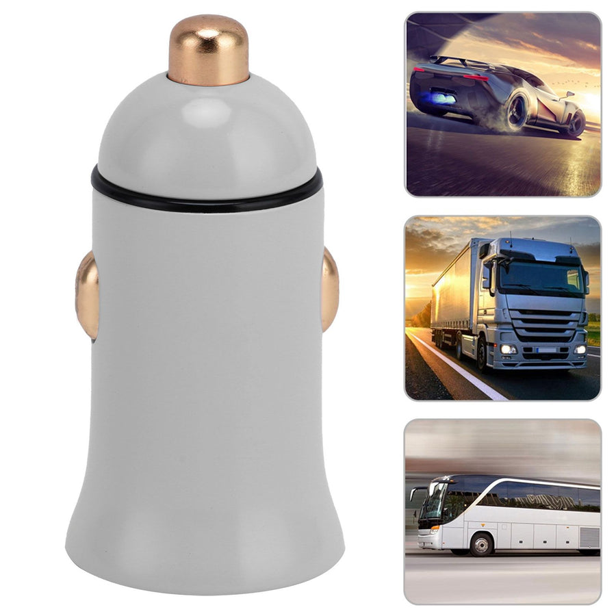 30W Universal Car Fast Charger Portable Dual Port USB Charger Truck Cigar Lighter Plug 12-24V(Gray )