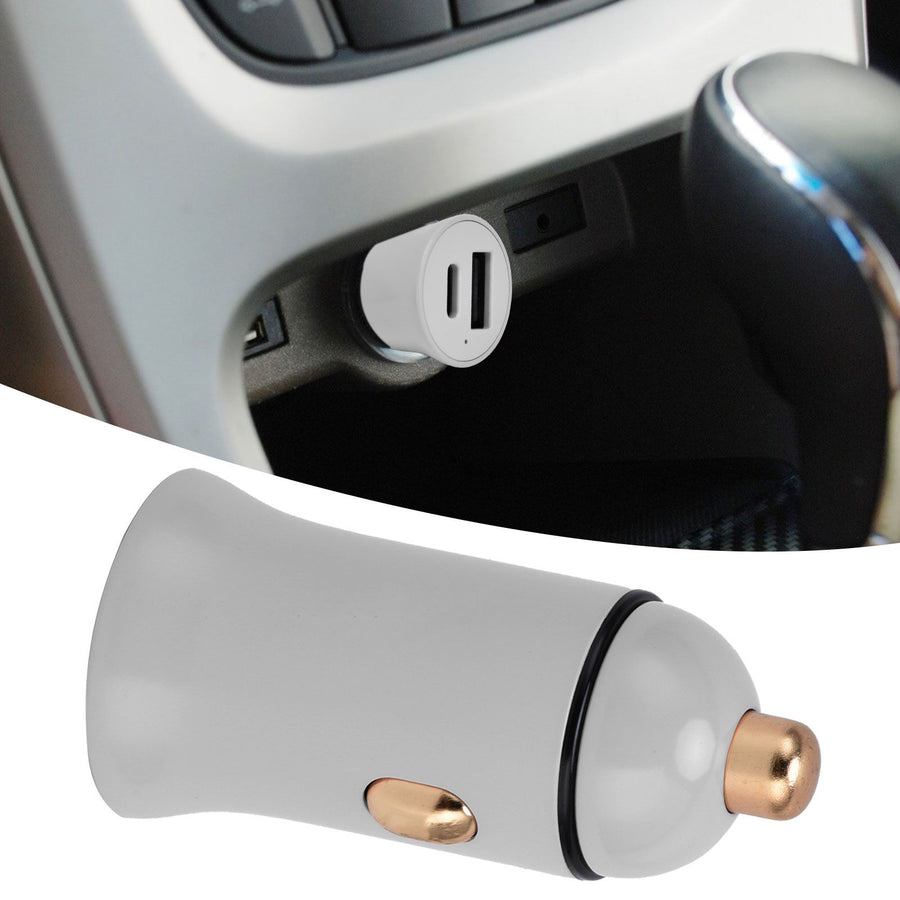 30W Universal Car Fast Charger Portable Dual Port USB Charger Truck Cigar Lighter Plug 12-24V(Gray )