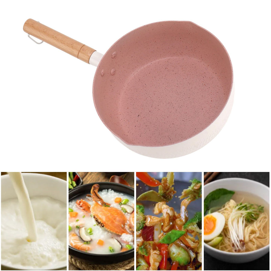 Milk Sauce Pan Stick Proof Multi Functional Uniform Heat Sticky Proof Ramen Pot with Heat Insulation Handle for Gas Stove Induction Cooker 20cm
