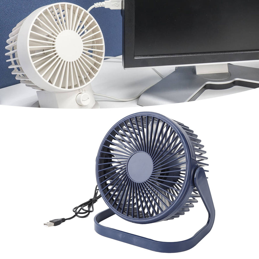 Small Air Circulator Fan 2 Adjustable Speed Blue Portable Rechargeable USB Desk Tabletop Cooling Fan for Dormitory Outdoors 6in