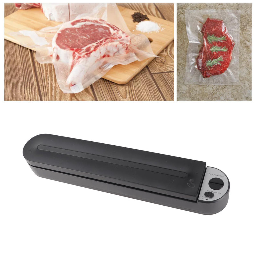 Vacuum Sealer Machine ABS Compact Automatic Air Sealing System Food Vacuum Sealer for Home Dry and Moist Food Storage Black