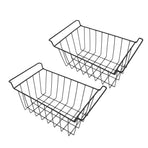 2 Pcs Freezer Wire Storage Basket PE Coated Hanging Rack Organizer Bin Black for Refrigerator Shelves L 44.5cm X W 24.5cm X H 20cm