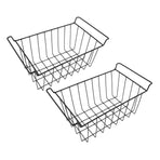 2 Pcs Freezer Wire Storage Basket PE Coated Hanging Rack Organizer Bin Black for Refrigerator Shelves L 44.5cm X W 24.5cm X H 20cm