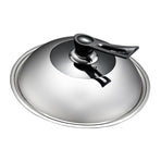 Wok Lid Stainless Steel Wok Cover Pan Lid with Ergonomic Handle Steam Hole Visible Pan Lid Dishwasher Safe