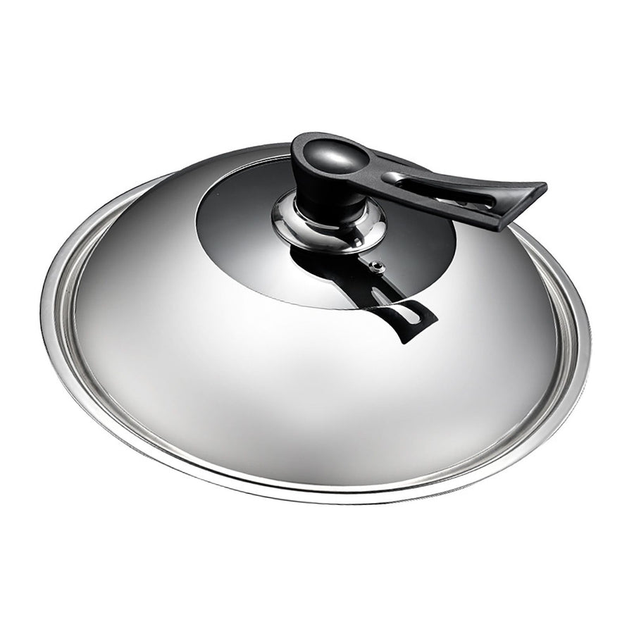 Wok Lid Stainless Steel Wok Cover Pan Lid with Ergonomic Handle Steam Hole Visible Pan Lid Dishwasher Safe