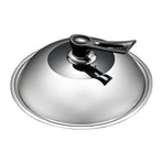 Wok Lid Stainless Steel Wok Cover Pan Lid with Ergonomic Handle Steam Hole Visible Pan Lid Dishwasher Safe