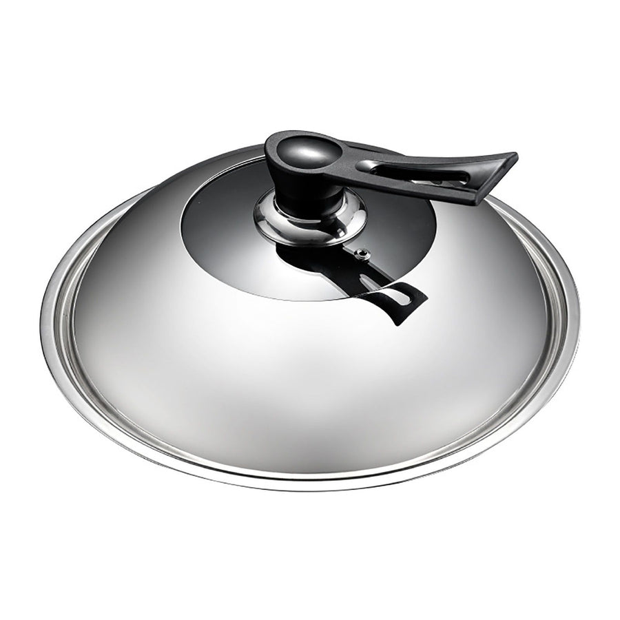 Wok Lid Stainless Steel Wok Cover Pan Lid with Ergonomic Handle Steam Hole Visible Pan Lid Dishwasher Safe