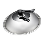 Wok Lid Stainless Steel Wok Cover Pan Lid with Ergonomic Handle Steam Hole Visible Pan Lid Dishwasher Safe
