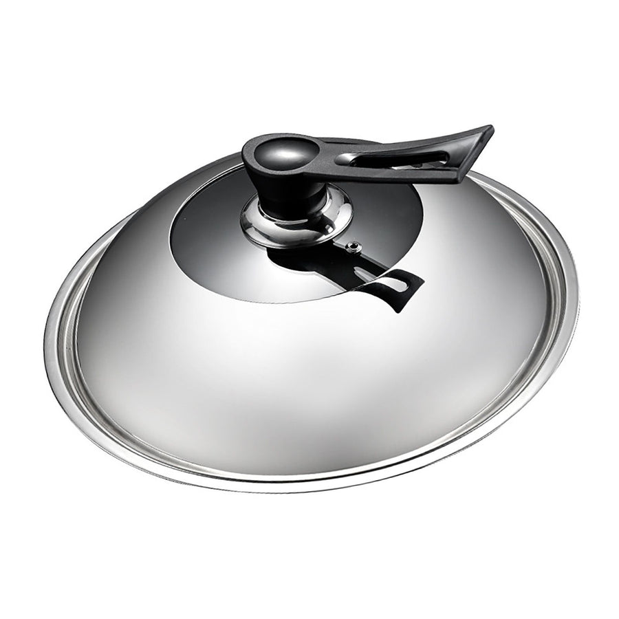 Wok Lid Stainless Steel Wok Cover Pan Lid with Ergonomic Handle Steam Hole Visible Pan Lid Dishwasher Safe