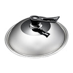 Wok Lid Stainless Steel Wok Cover Pan Lid with Ergonomic Handle Steam Hole Visible Pan Lid Dishwasher Safe