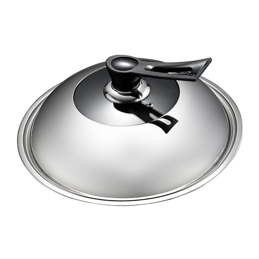 Wok Lid Stainless Steel Wok Cover Pan Lid with Ergonomic Handle Steam Hole Visible Pan Lid Dishwasher Safe