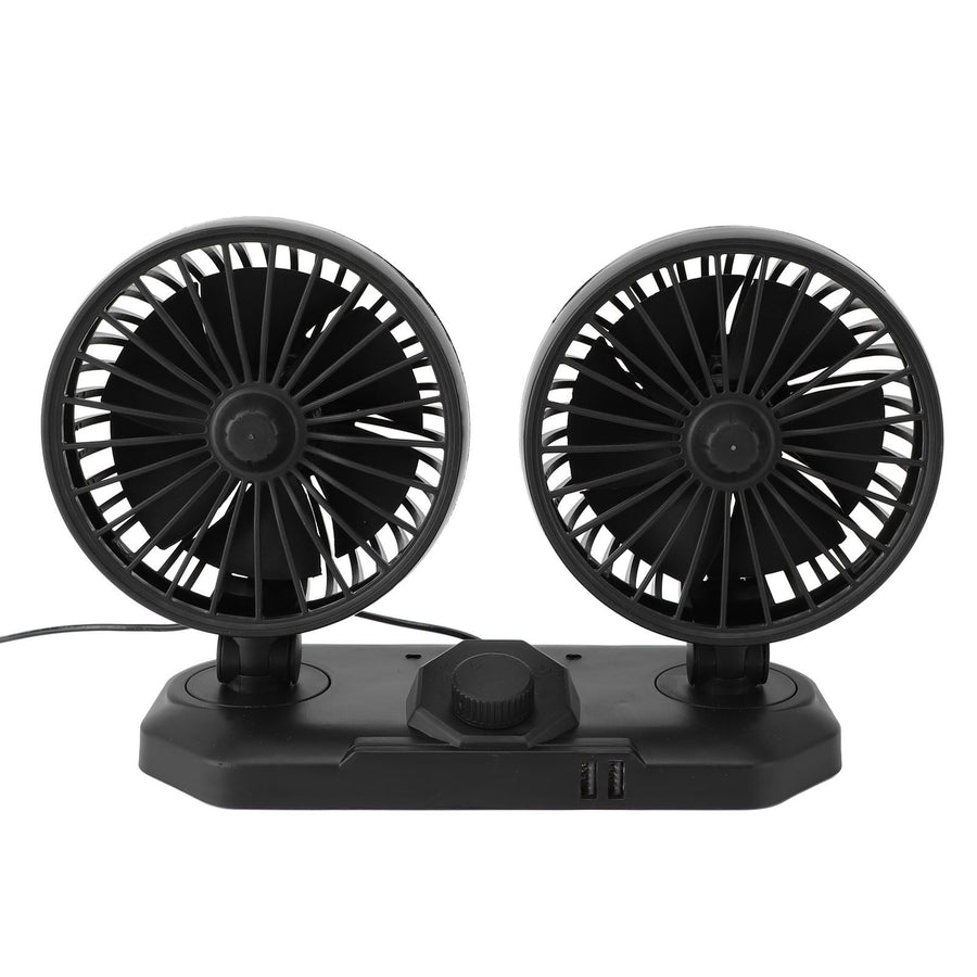Dual Head Car Cooler Fan Powerful Cooling Ultra Silent USB Fan 360 Degree Rotation Air Circulation Fan for Car 12v