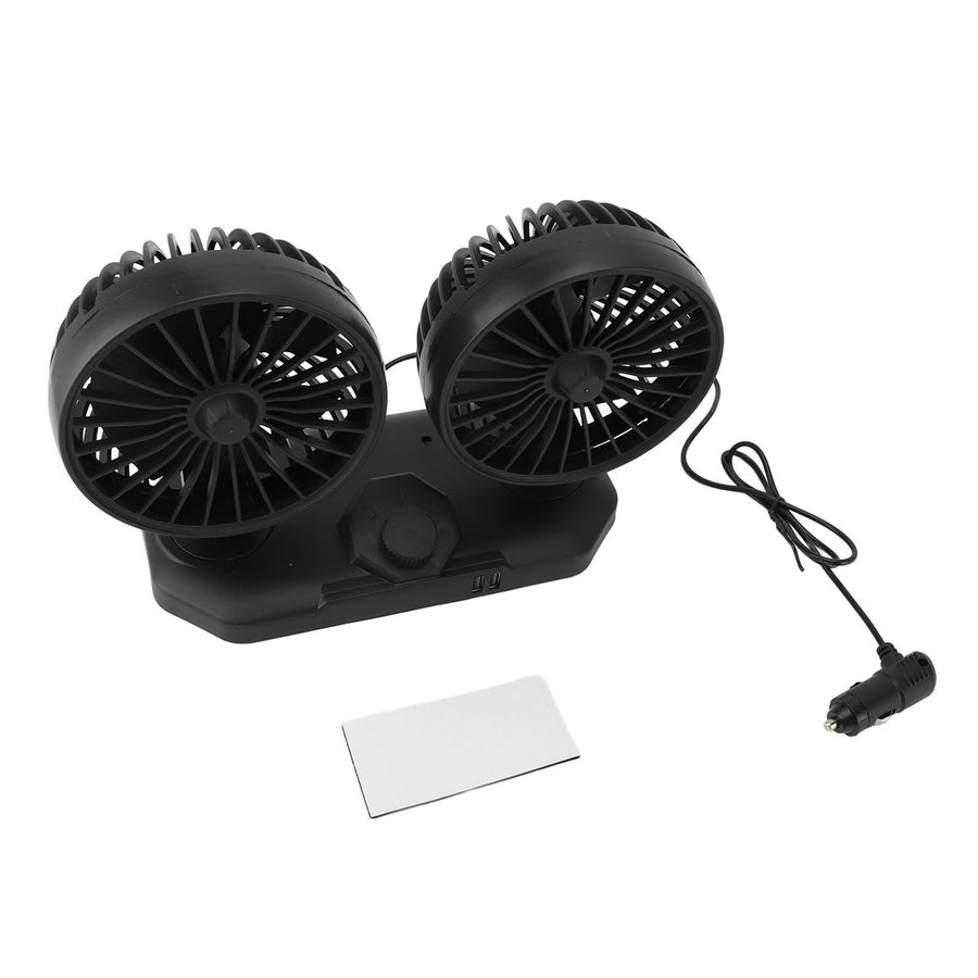 Dual Head Car Cooler Fan Powerful Cooling Ultra Silent USB Fan 360 Degree Rotation Air Circulation Fan for Car 12v