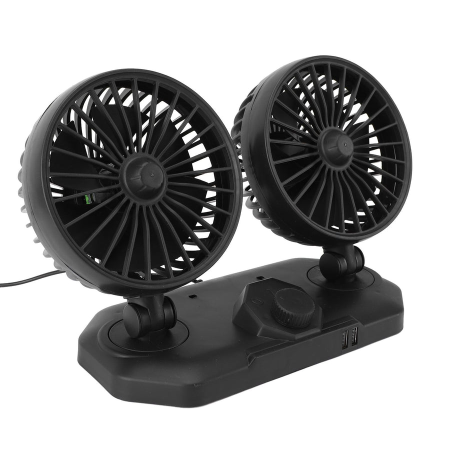 Dual Head Car Cooler Fan Powerful Cooling Ultra Silent USB Fan 360 Degree Rotation Air Circulation Fan for Car 12v