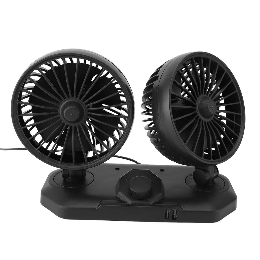 Dual Head Car Cooler Fan Powerful Cooling Ultra Silent USB Fan 360 Degree Rotation Air Circulation Fan for Car 12v