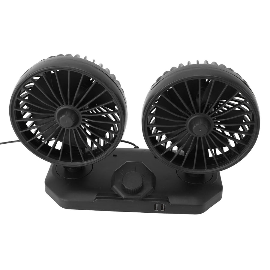 Dual Head Car Cooler Fan Powerful Cooling Ultra Silent USB Fan 360 Degree Rotation Air Circulation Fan for Car 12v